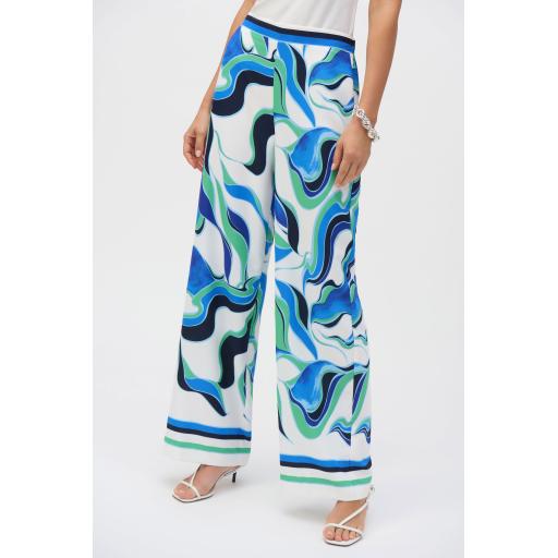Joseph Ribkoff 252084 Woven Abstract Print Wide-Leg Pants