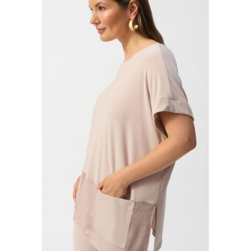 Joseph Ribkoff 251233 Silky Knit and Mesh Boxy Tunic Parchment
