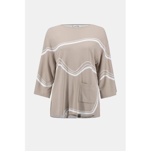 Joseph Ribkoff 252932 Abstract Jacquard Sweater Knit Pullover Dune/Ecru
