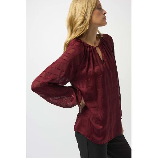 Satin Burnout Boxy Top 253135 Merlot