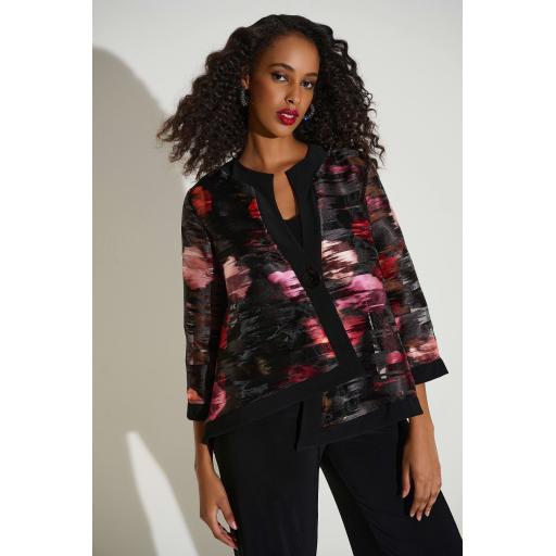 Signature | Organza & Silky Knit Floral Swing Jacket 253792 Black/Multi