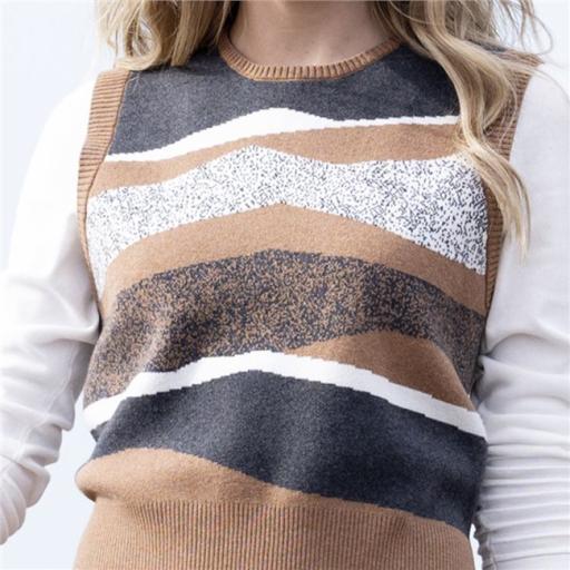 Marble Abstract Wave Design Sleeveless Jumper Charcoal 8107
