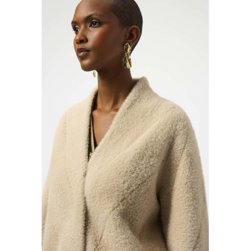 Feather Yarn Sweater Knit Coat 253955 Almond