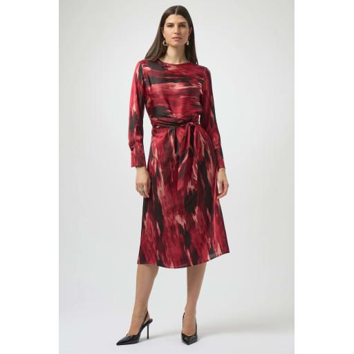 Recycled Satin Abstract Print Fit & Flare Dress 254124 Black/Red