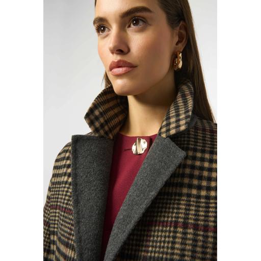 Wool Blend Plaid Double-Faced Coat 253946 Camel/Multi