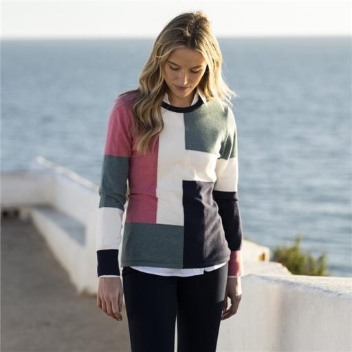 Marble Cotton Colour Block Jumper 8055