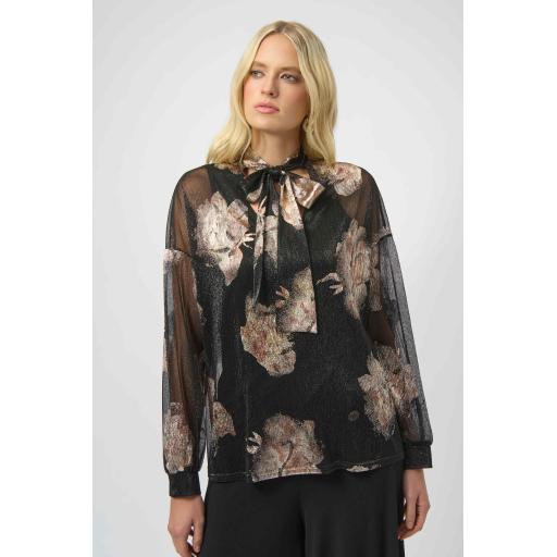Plissé Knit Foiled Floral Top 254029 Black/Multi