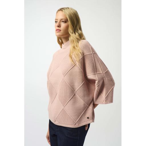 Textured Sweater Knit Mock Neck Pullover 253943 Rose
