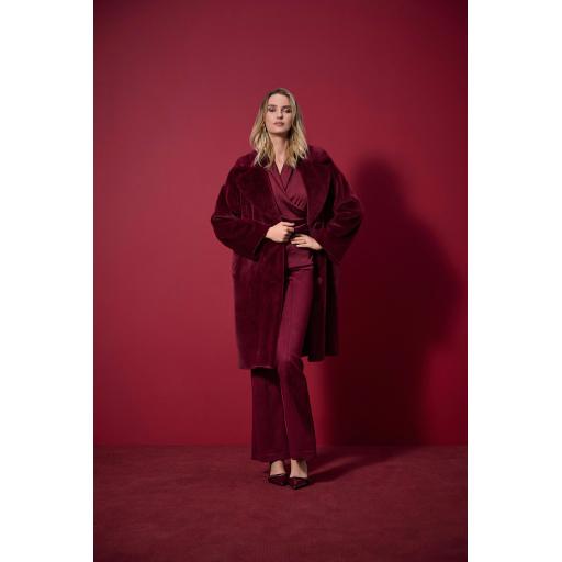 Faux Fur Straight Coat 243902F25 Merlot