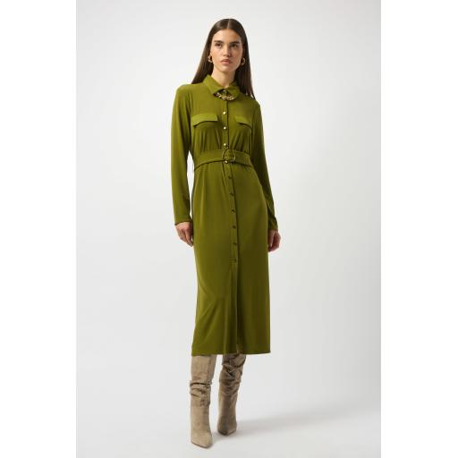 Moss Crepe And Satin Straight Shirt Dress 253244 Artichoke