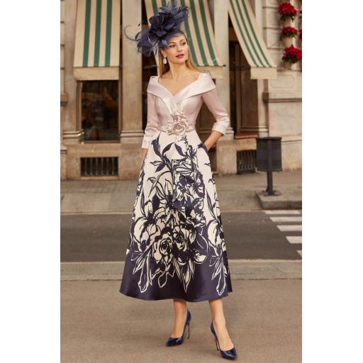 Veni Infantino Mid Length Dress With Full Skirt 992520 Blush/Navy