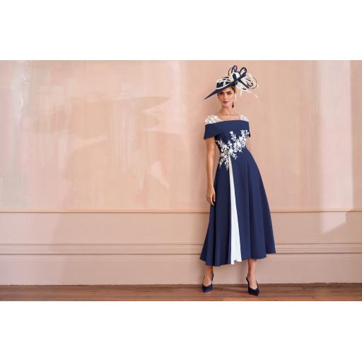 John Charles 66625 Navy/Ivory Dress