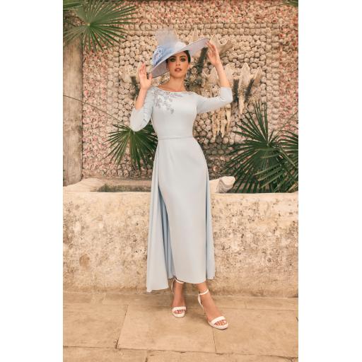 Veni Infantino 992795 Grey Blue Fit & Flare Dress