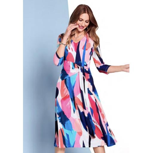 Tia Multi Colour print Midi Dress