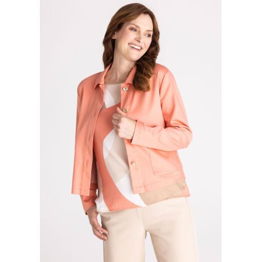 Frank Walder Short blazer with shiny buttons in Coral