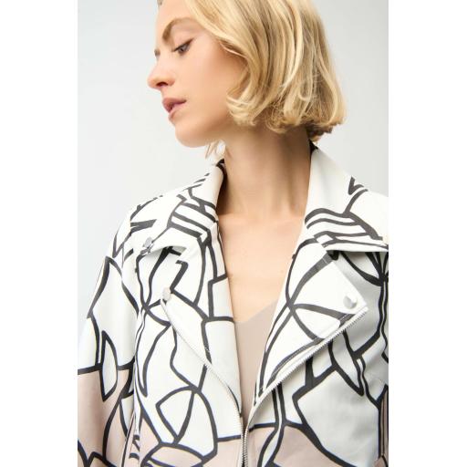 Joseph Ribkoff Faux Suede Abstract Print Swing Jacket Cream/Beige
