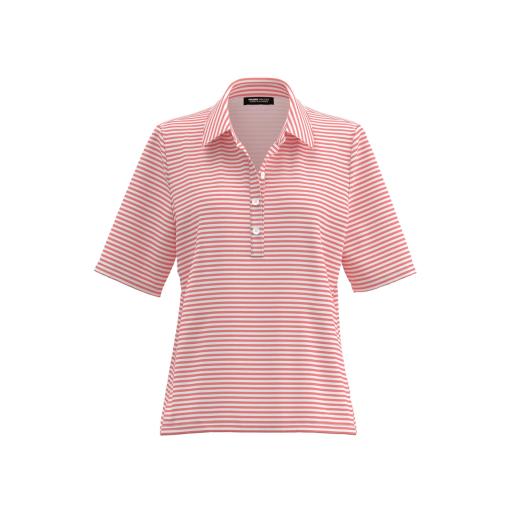 Frank Walder Stripe Shirt with button placket Coral/Cream
