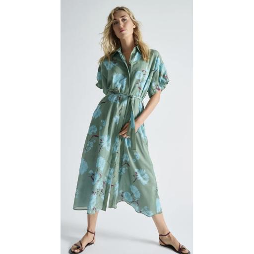 Marie Mero Botanic Green Printed Shirt Dress