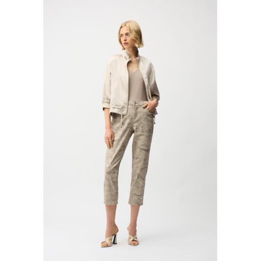 Joseph Ribkoff Metallic Abstract Print Slim Crop Jeans, Gold/beige