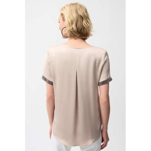 Recycled Beige Satin Top With Rhinestones detail
